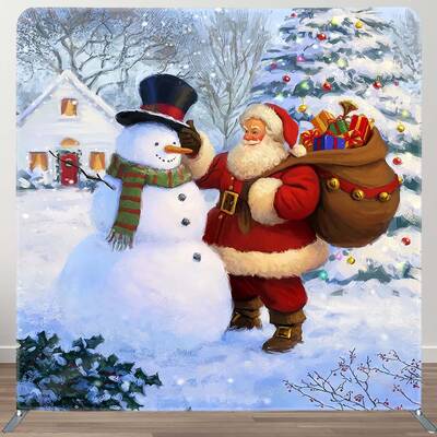 Aperturee Watercolor Snowman Santa Xmas Pillow Case Backdrop | Diy Christmas Backdrop | Christmas Photo Booth Backdrop | Chri...