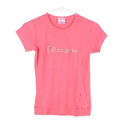 Age 13-14 Champion Spellout T-Shirt - XL Pink Cotton Blend