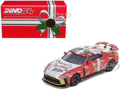 Nissan GT-R50 By ItalDesign RHD (Right Hand Drive) Christmas 2024 Special Edition Red Metallic with Christmas Graphics 1/64 D...