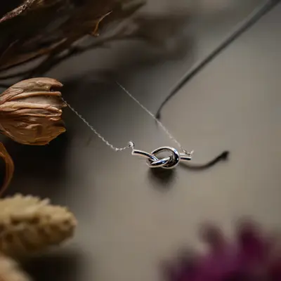 Eternal Knot Silver Necklace | Color: Silver