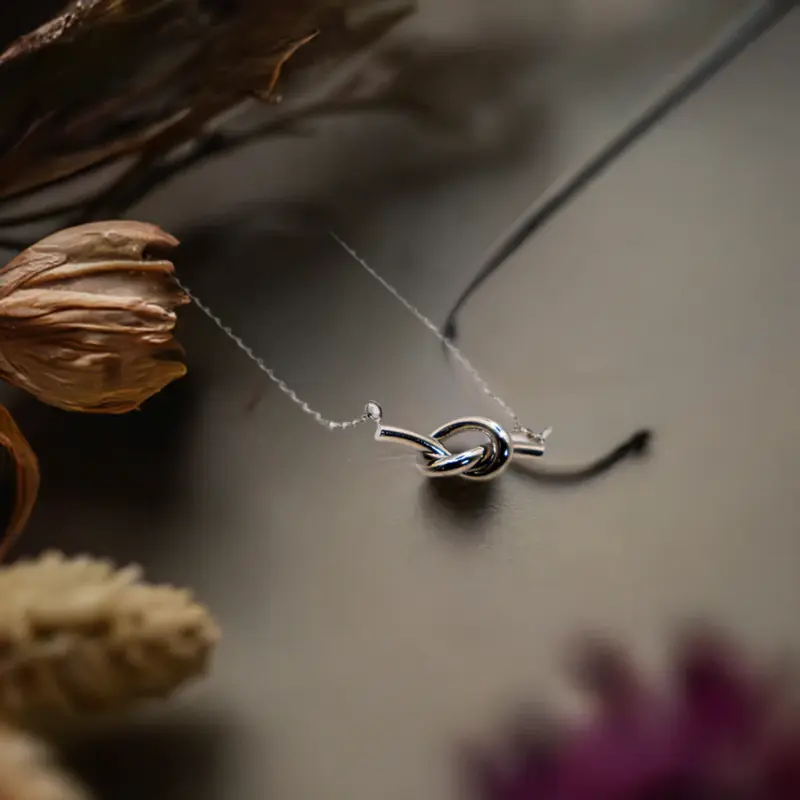 Eternal Knot Silver Necklace | Color: Silver