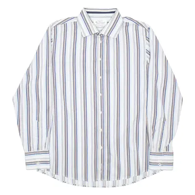 BEN SHERMAN Premium Shirt Mens Shirt Blue Striped Long Sleeve XL