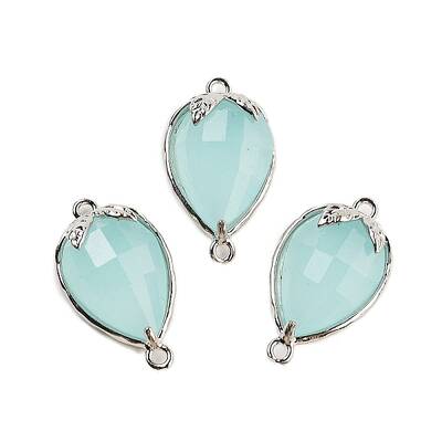 Cat Eye Faceted Teardrop Connector Charms