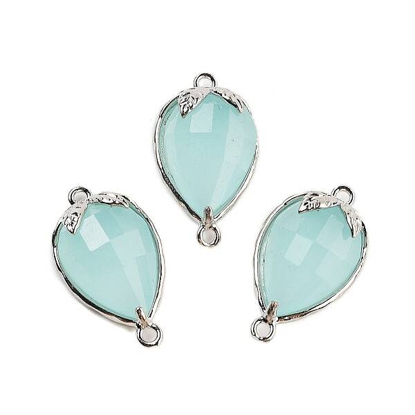 Cat Eye Faceted Teardrop Connector Charms