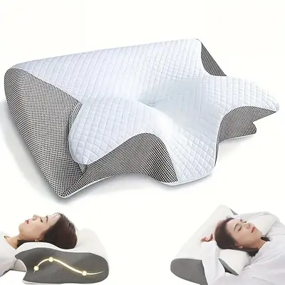 Ergonomic Neck Pillow with Breathable Pillowcase - Soft Contour Design for Comfortable Cooling Sleep - Orthopedic Support for...