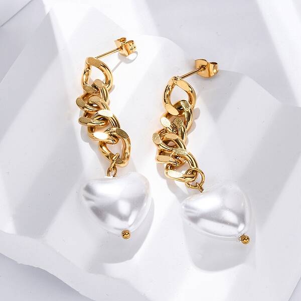 304 Stainless Steel Heart Stud Earrings