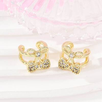 Brass Micro Pave Clear Cubic Zirconia Cuff Earrings