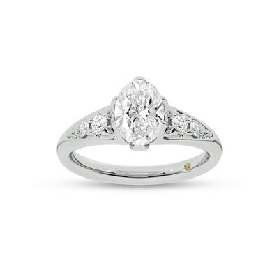 Lyon Tapered Pavé Oval Lab Grown Diamond Engagement Ring | 18K White Gold 1 3/4 CT. TW.