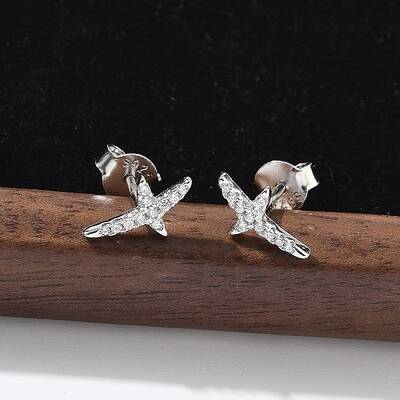 925 Sterling Silver Clear Cubic Zirconia Stud Earrings