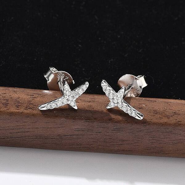 925 Sterling Silver Clear Cubic Zirconia Stud Earrings