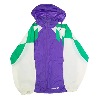 ADIDAS ORIGINALS Mens Windbreaker Jacket Purple Nylon 80s Hooded L