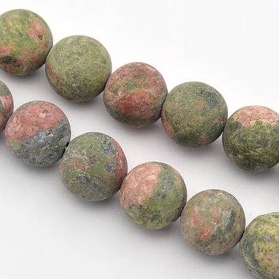 Frosted Round Natural Unakite Beads Strands