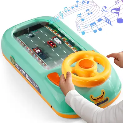 Car Racing Fun Toy, Musical Steering Wheel Racing Car Toy for Kids, Toddler Interactive Driving Racing Car Game Toy Learning ...