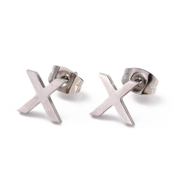 Tarnish Resistant 304 Stainless Steel Greek Alphabet Stud Earrings