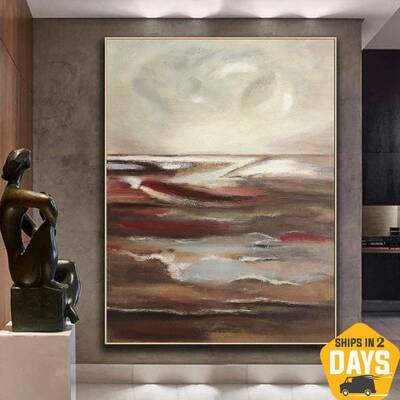 Wall Art Large Abstract Canvas Landscape Painting On Canvas Original Artwork | SHATTERING OCEANS 40"x30"