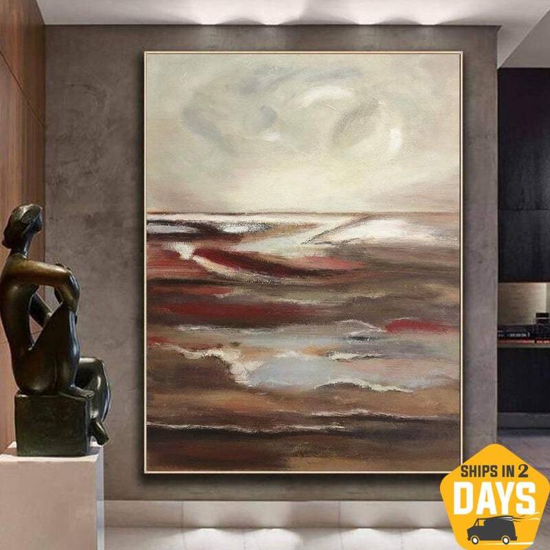 Wall Art Large Abstract Canvas Landscape Painting On Canvas Original Artwork | SHATTERING OCEANS 40"x30"