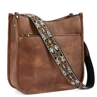 Telena Crossbody Bags for Women Trendy Vegan Leather Purses Hobo Bags Handbags for Women with Adjustable Guitar Strap