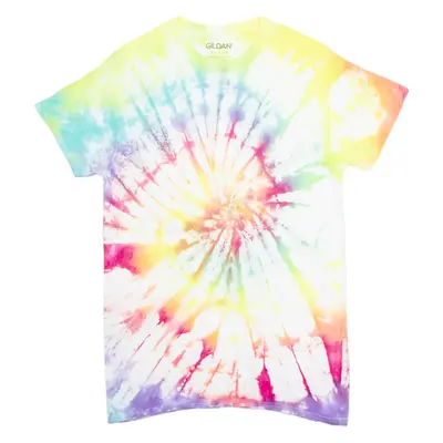 GILDAN Mens Tie Dye T-Shirt White Crew Neck S