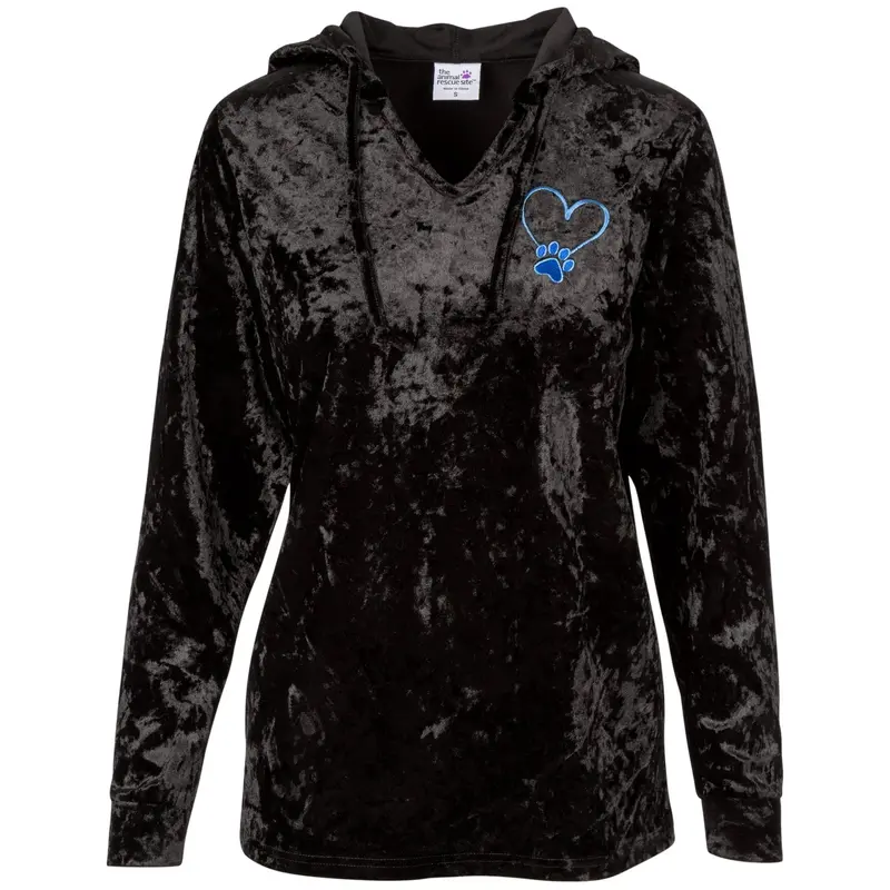 Crushed Velvet Paw Print Hooded Tunic - S