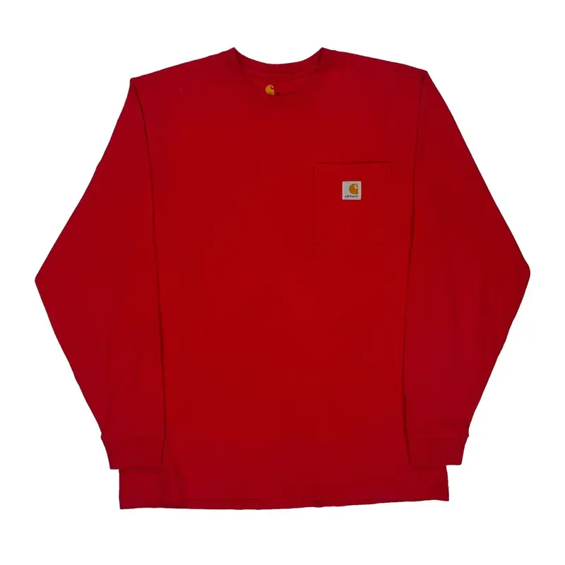 Carhartt Long Sleeve T-Shirt - Medium Red Cotton