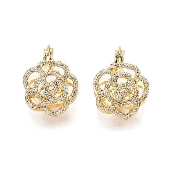 Flower Clear Cubic Zirconia Hoop Earrings