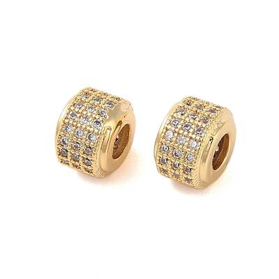 Brass Micro Pave Clear Cubic Zirconia Beads