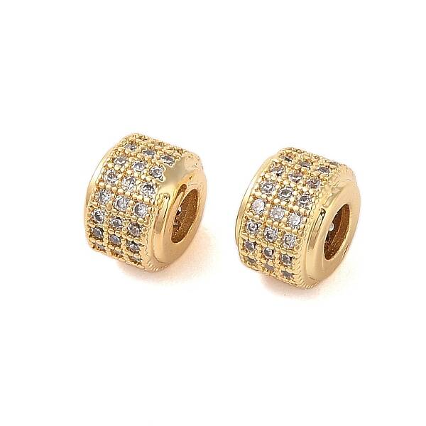 Brass Micro Pave Clear Cubic Zirconia Beads