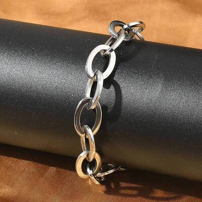304 Stainless Steel Oval Link Chains Bracelets for Men & Women