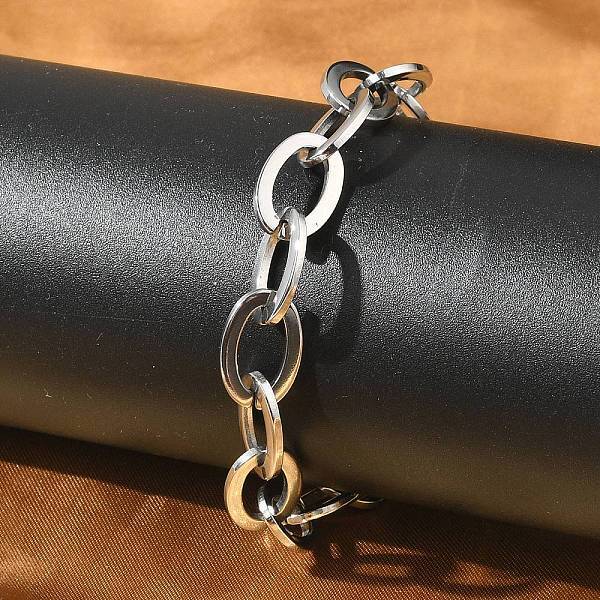 304 Stainless Steel Oval Link Chains Bracelets for Men & Women