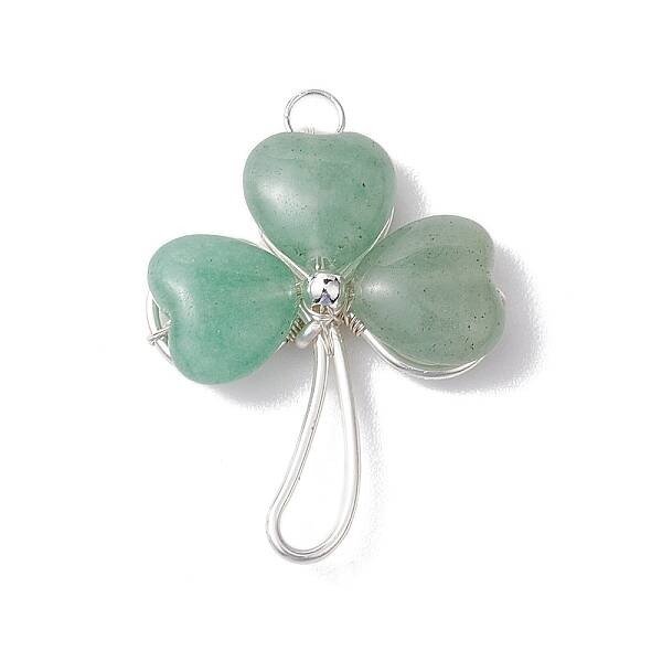 Natural Green Aventurine Shamrock Pendants