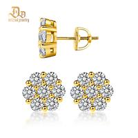 Delzzad S925 D Color VVS Synthetic Moissanite Flower Stud Earrings Birthday Anniversary Mother's Day Gifts for Men Women Spri...