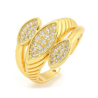 Horse Eye Clear Cubic Zirconia Wide Open Cuff Ring