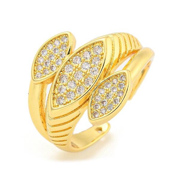 Horse Eye Clear Cubic Zirconia Wide Open Cuff Ring