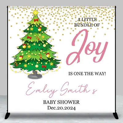 A Bundle Of Joy Xmas Custom Baby Shower Backdrop - Aperturee