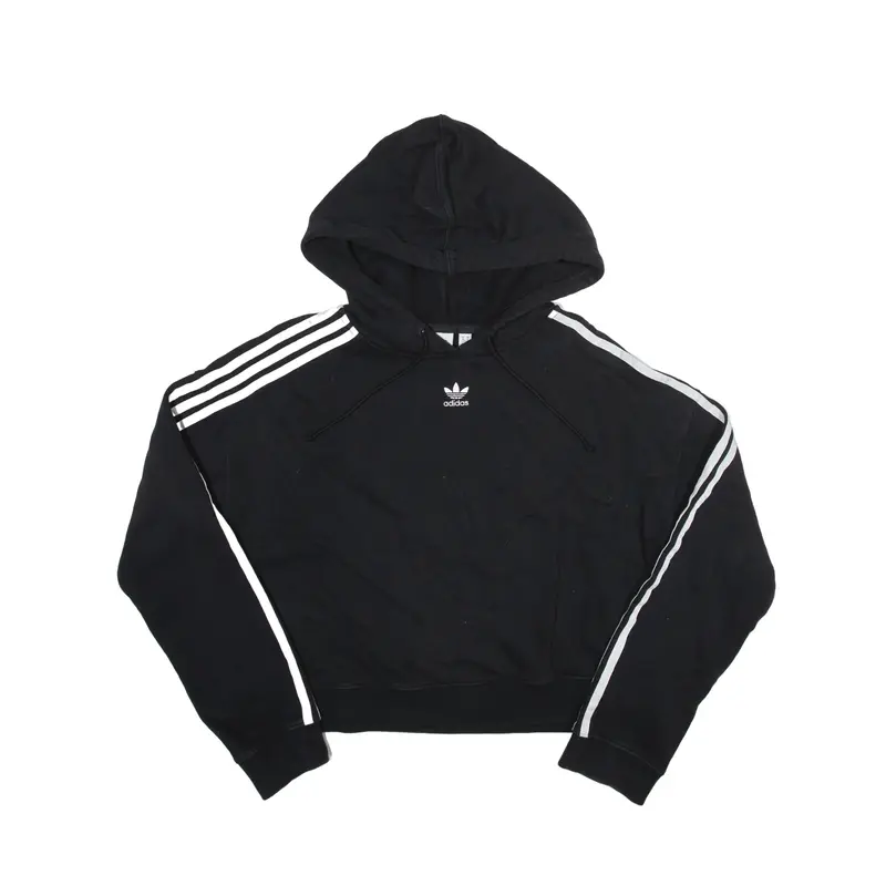 ADIDAS 2018 Cropped Hoodie Black Pullover Womens UK 10