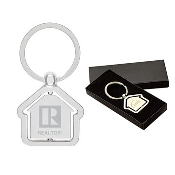 100 Promotional House Shaped Center Spinning Keyring - Polished