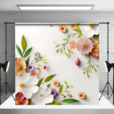 Spring Fresh 3D Leaves Flowers Fine Art Backdrop - Aperturee