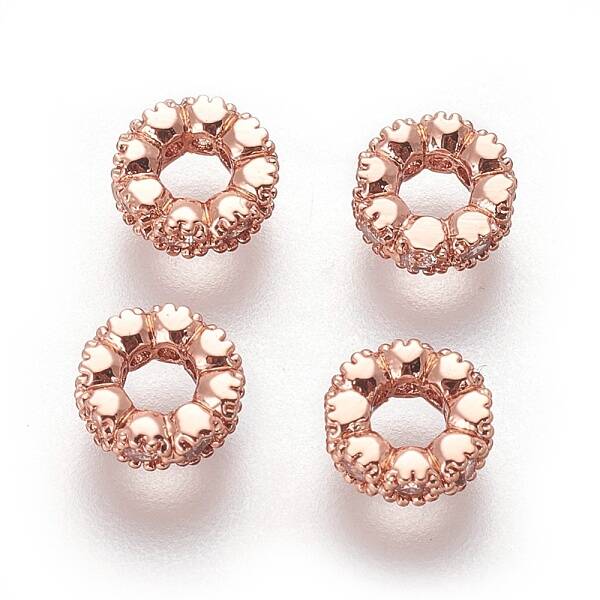 Brass Micro Pave Cubic Zirconia Beads