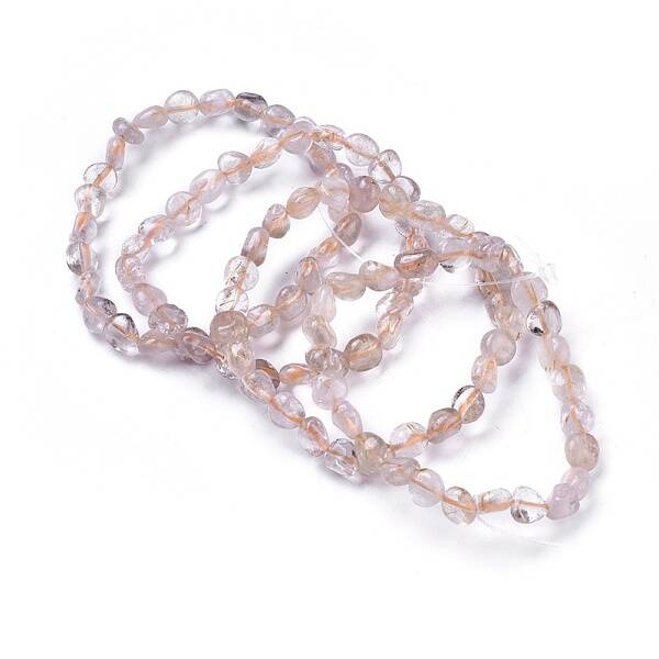Natural Rutilated Quartz Bead Stretch Bracelets