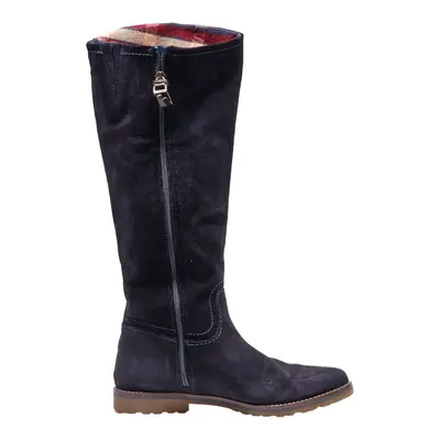 TOMMY HILFIGER High Boots Blue Leather Womens UK 4