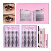 C Curl Eyelash Extensions Kit, 1 Box Individual False Eyelashes with Eyelash Glue & Tweezers & Brush & Glue Remover, Self Gra...