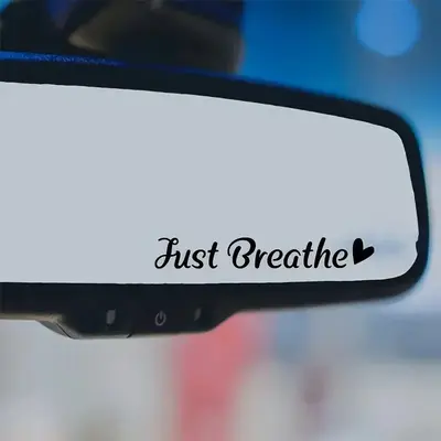 Just Breathe Car Rearview Mirror Sticker, 1 Count Car Rearview Mirror Decal, Car Decoration Sticker, Car Exterior Accessories...
