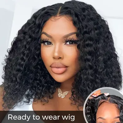 Pre Everything Glueless Short Deep Wave HD Lace Wig 4x4 5x5 6x4.5 Lace Closure Wig