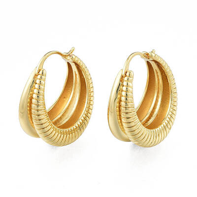 Brass Teardrop Chunky Hoop Earrings for Women