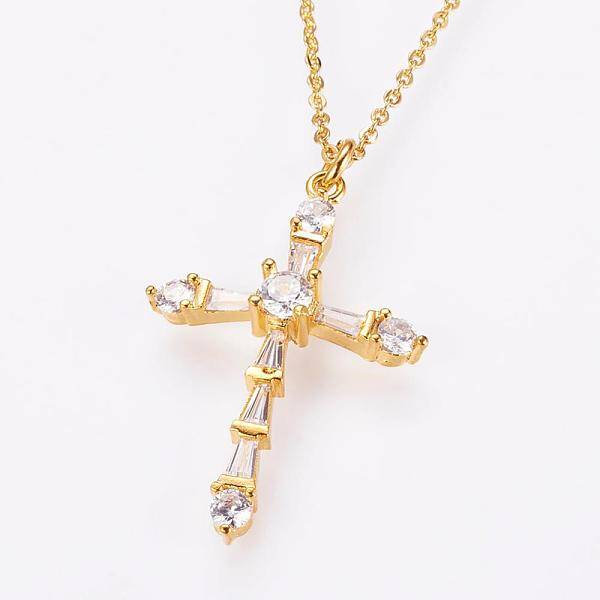 Brass Micro Pave Cubic Zirconia Pendant Necklaces