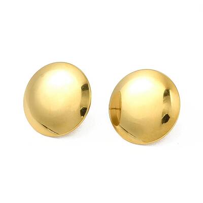 Ion Plating(IP) 304 Stainless Steel Flat Round Stud Earrings for Women