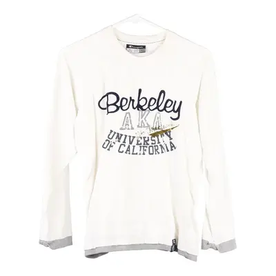 Age 13-14 Champion Long Sleeve Top - XL White Cotton Blend