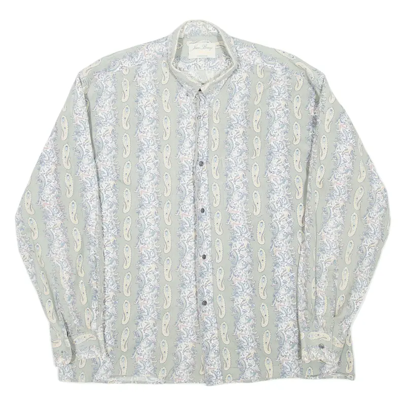 JEAN BERRY Mens Shirt Green Paisley Long Sleeve M