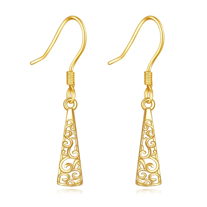14K Gold Flower Of Life Drop Earrings
