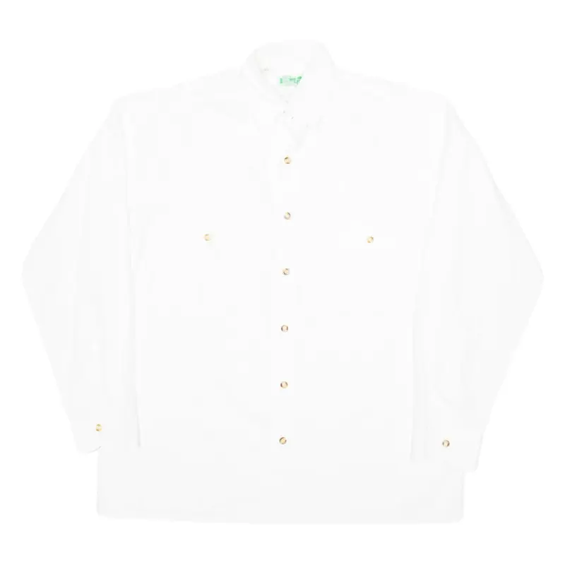 Mens Plain Shirt White Long Sleeve M